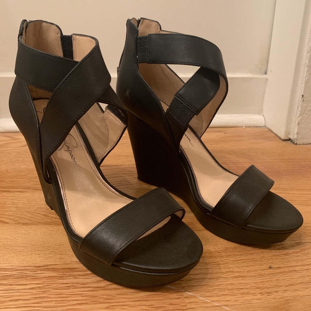Jessica Simpson Black Wedge Heels